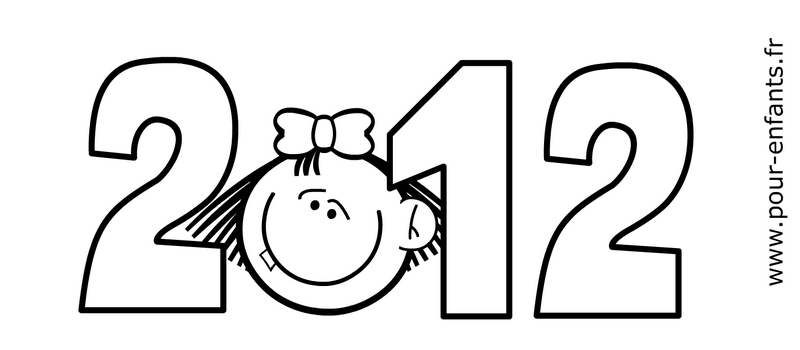 Coloriage calendrier annuel 2012 à imprimer fille pour colorier gratuitement calendrier de l'ANNEE 2012 mois de 2012 ensemble imprimable gratuit