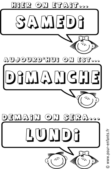 apprendre jours de la semaine dimanche