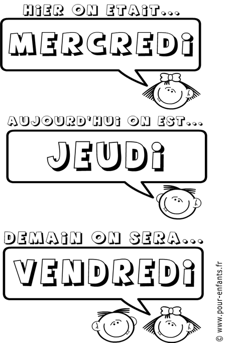 apprendre jours de la semaine jeudi