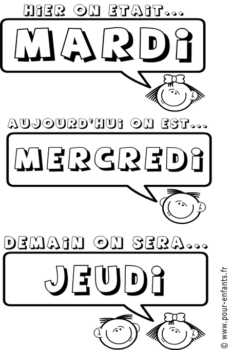 apprendre jours de la semaine mercredi