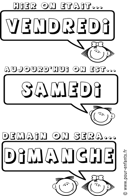 apprendre jours de la semaine samedi