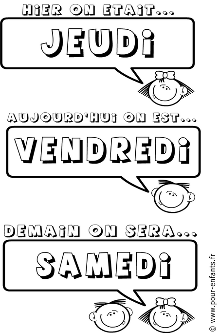 apprendre jours de la semaine vendredi